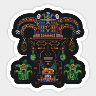MUISCA CHIBCHA COLOMBIA FRUIT INDIAN MASK - linework Sticker